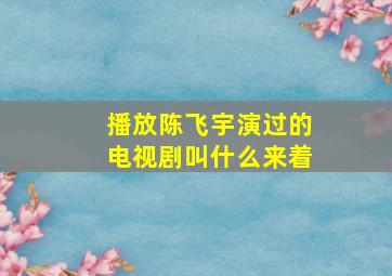 播放陈飞宇演过的电视剧叫什么来着