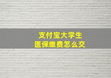 支付宝大学生医保缴费怎么交