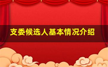 支委候选人基本情况介绍