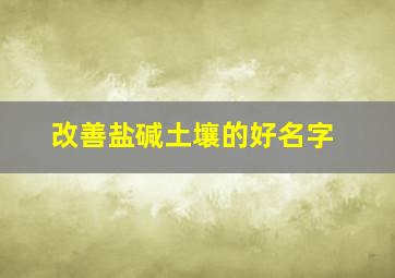 改善盐碱土壤的好名字