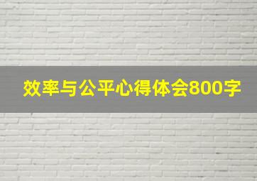 效率与公平心得体会800字