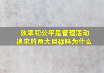 效率和公平是管理活动追求的两大目标吗为什么