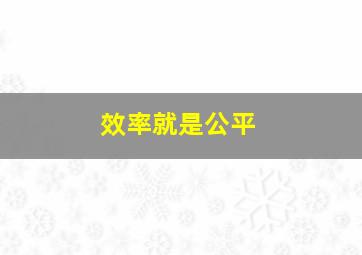 效率就是公平