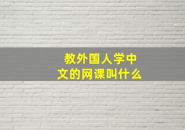 教外国人学中文的网课叫什么