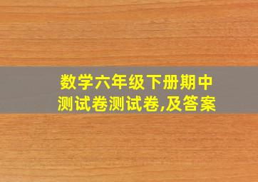 数学六年级下册期中测试卷测试卷,及答案