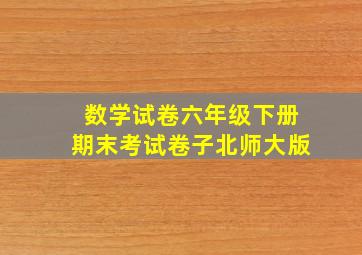 数学试卷六年级下册期末考试卷子北师大版