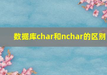 数据库char和nchar的区别