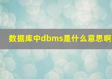 数据库中dbms是什么意思啊