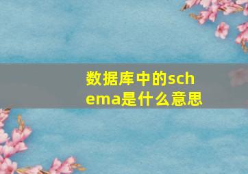 数据库中的schema是什么意思