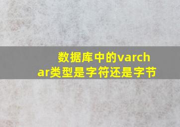 数据库中的varchar类型是字符还是字节