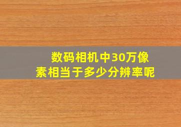 数码相机中30万像素相当于多少分辨率呢