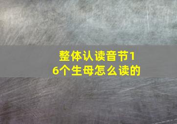 整体认读音节16个生母怎么读的