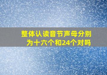 整体认读音节声母分别为十六个和24个对吗