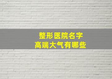 整形医院名字高端大气有哪些