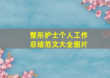 整形护士个人工作总结范文大全图片