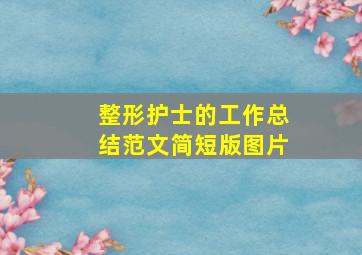 整形护士的工作总结范文简短版图片