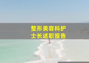 整形美容科护士长述职报告