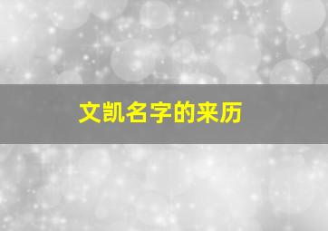 文凯名字的来历