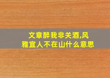 文章醉我非关酒,风雅宜人不在山什么意思