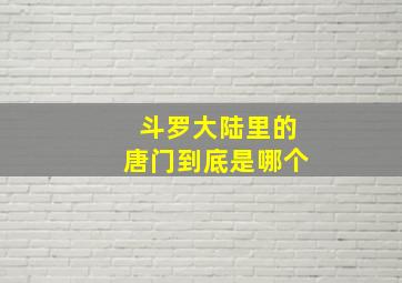 斗罗大陆里的唐门到底是哪个