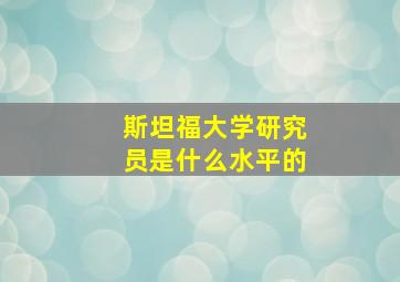 斯坦福大学研究员是什么水平的