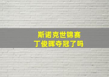 斯诺克世锦赛丁俊晖夺冠了吗