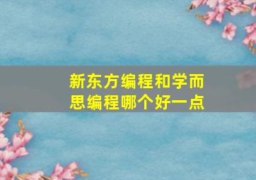 新东方编程和学而思编程哪个好一点