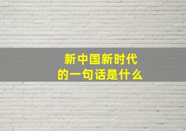 新中国新时代的一句话是什么