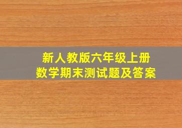 新人教版六年级上册数学期末测试题及答案