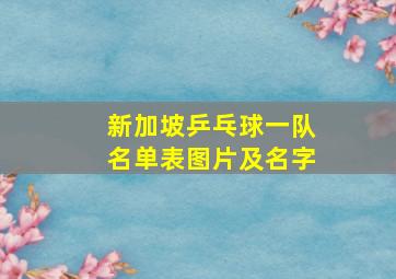 新加坡乒乓球一队名单表图片及名字