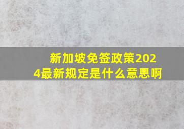 新加坡免签政策2024最新规定是什么意思啊