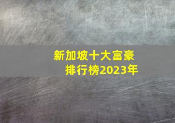 新加坡十大富豪排行榜2023年