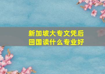 新加坡大专文凭后回国读什么专业好