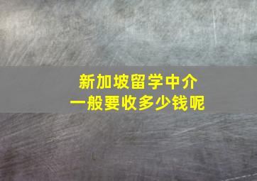 新加坡留学中介一般要收多少钱呢