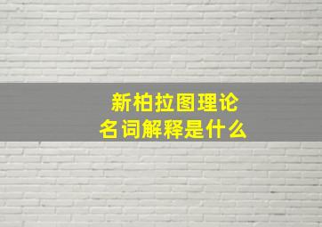 新柏拉图理论名词解释是什么