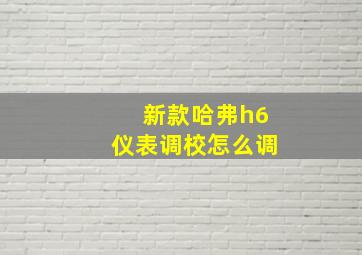 新款哈弗h6仪表调校怎么调