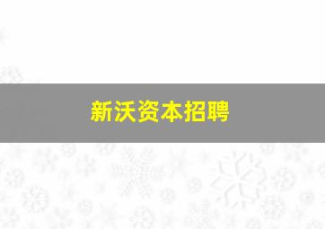 新沃资本招聘