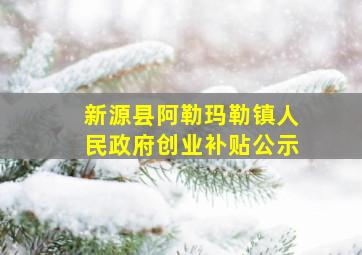 新源县阿勒玛勒镇人民政府创业补贴公示