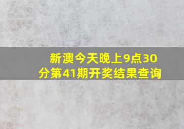 新澳今天晚上9点30分第41期开奖结果查询