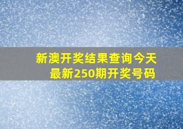 新澳开奖结果查询今天最新250期开奖号码