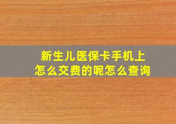 新生儿医保卡手机上怎么交费的呢怎么查询