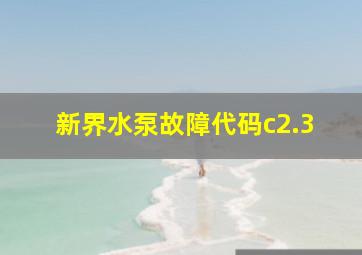 新界水泵故障代码c2.3