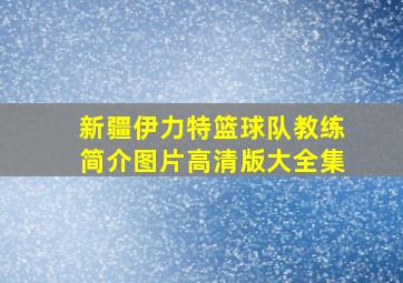 新疆伊力特篮球队教练简介图片高清版大全集