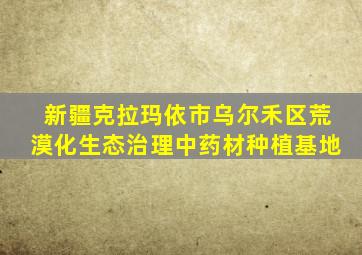 新疆克拉玛依市乌尔禾区荒漠化生态治理中药材种植基地