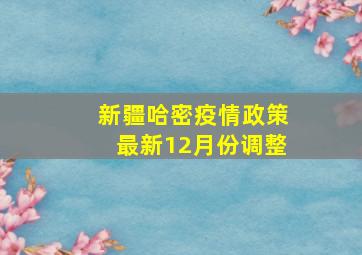 新疆哈密疫情政策最新12月份调整