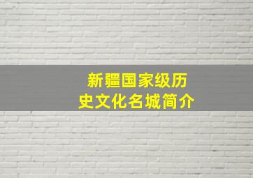 新疆国家级历史文化名城简介