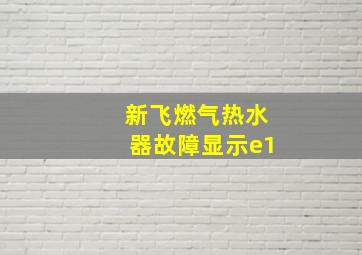 新飞燃气热水器故障显示e1