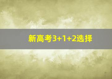 新高考3+1+2选择