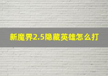 新魔界2.5隐藏英雄怎么打