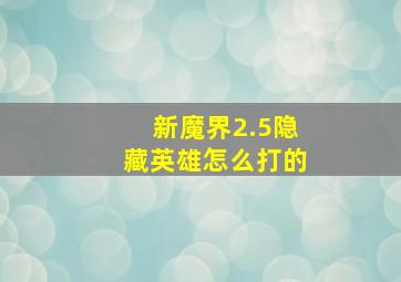 新魔界2.5隐藏英雄怎么打的